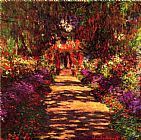 Garden Canvas Paintings - Garden Path at Giverny